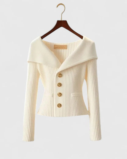 Laurina | Cardigan à col drapé et boutons décoratifs