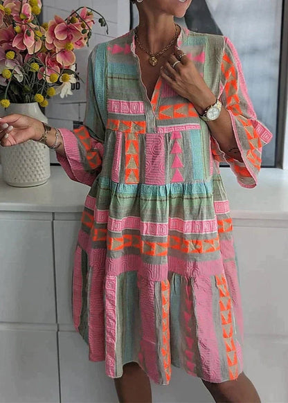 Nathalie | Robe ample à motifs géométriques et manches évasées pour femme