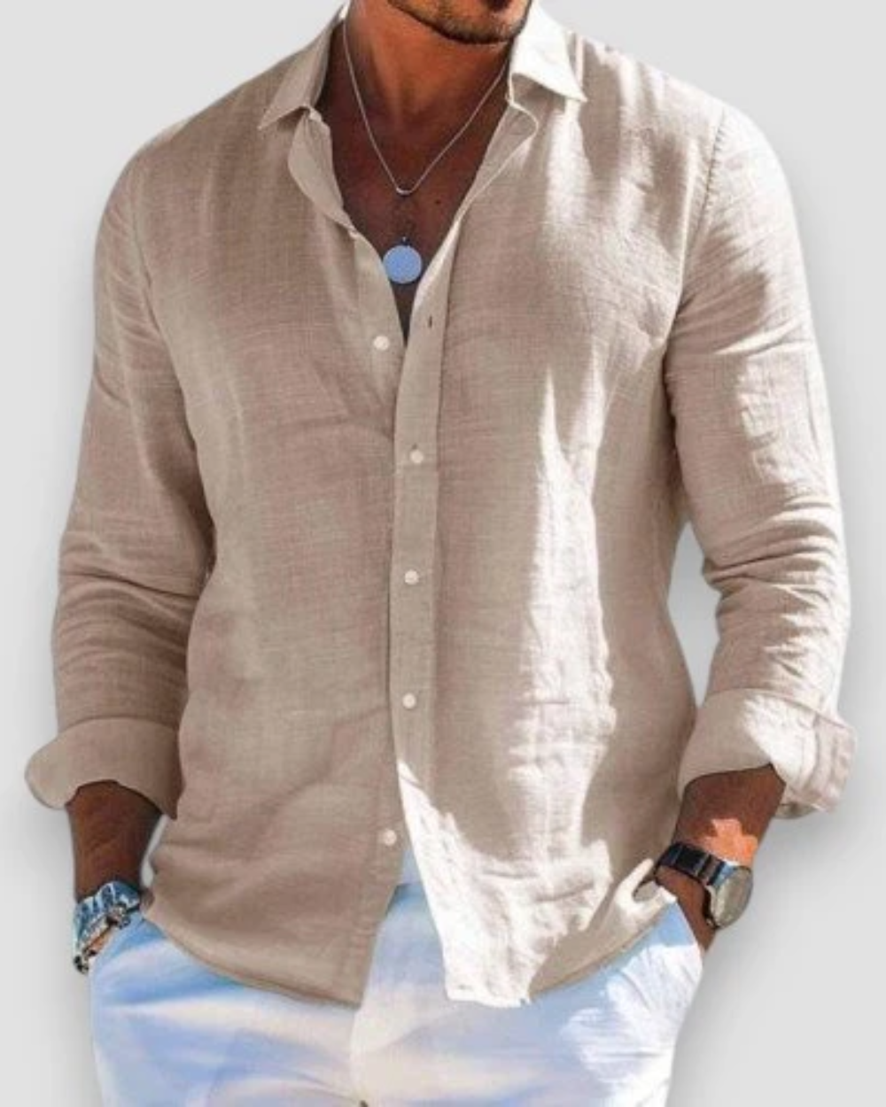 Louis | Chemise décontractée en lin à manches longues pour homme