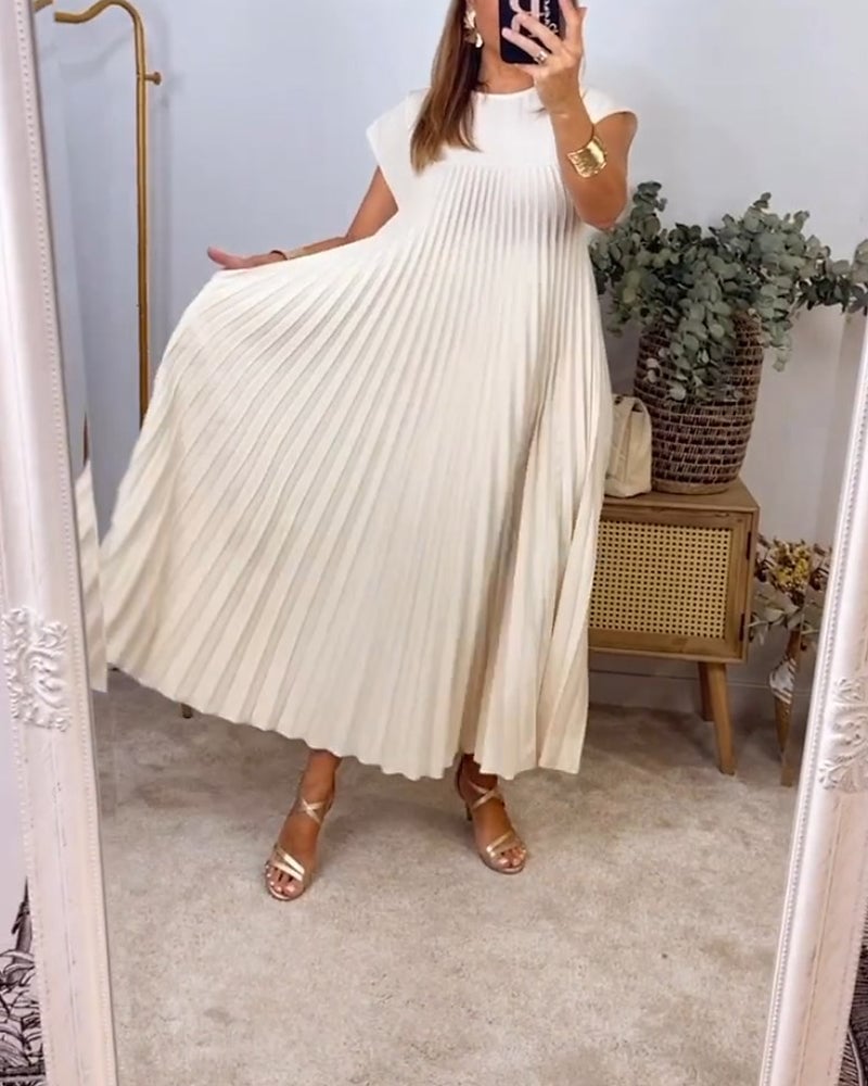 Émilie | Robe plissée sans manches à coupe fluide pour femme