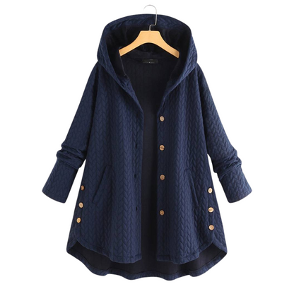 Edith | Veste à capuche boutonnée style cocoon pour femme