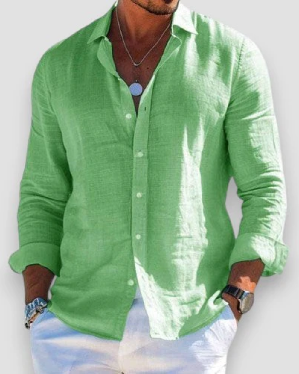 Louis | Chemise décontractée en lin à manches longues pour homme