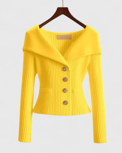 Laurina | Cardigan à col drapé et boutons décoratifs