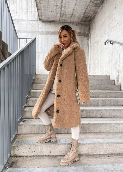 Axelle | Manteau long à col large et boutons