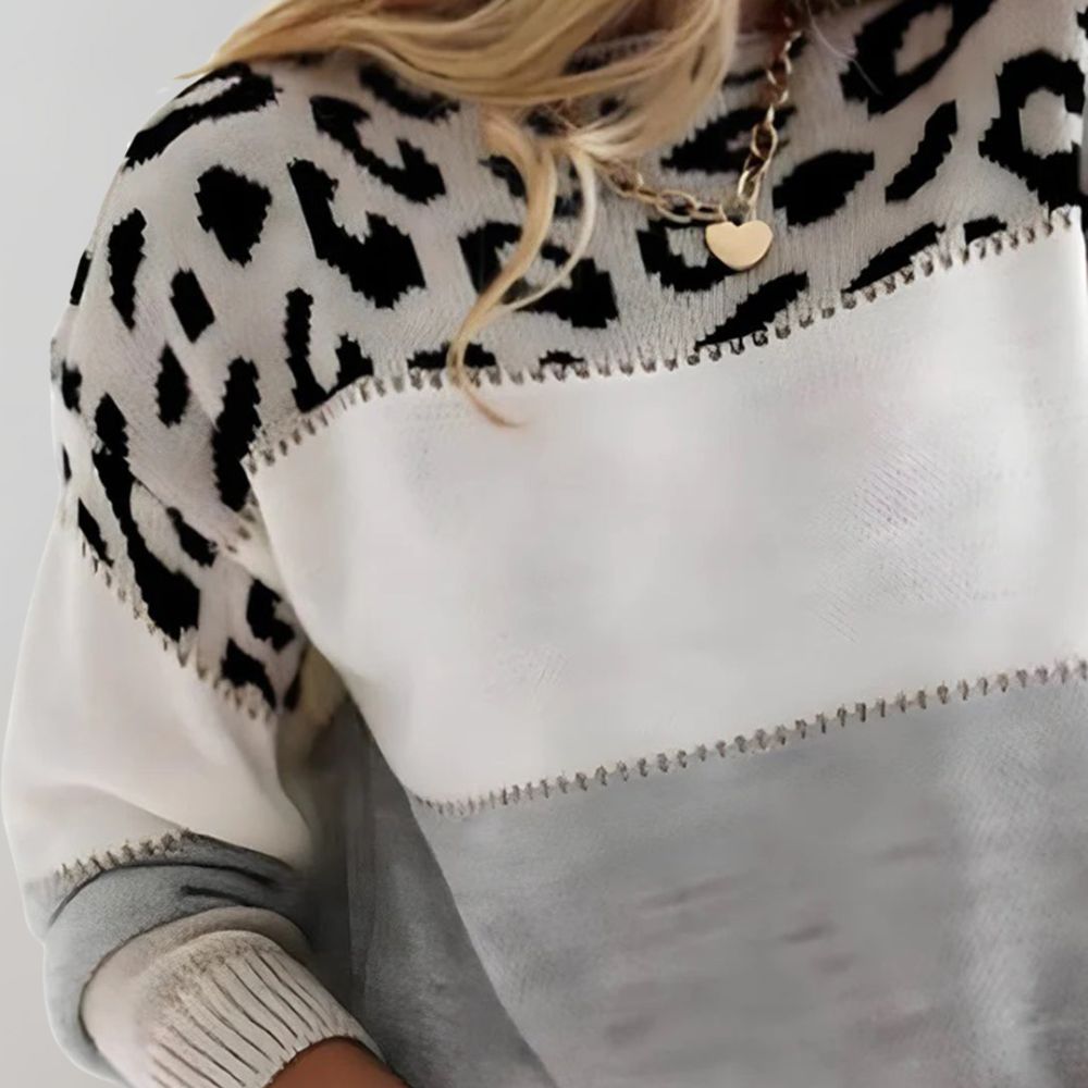 Monique | Pull à imprimé animalier et rayures pour femme