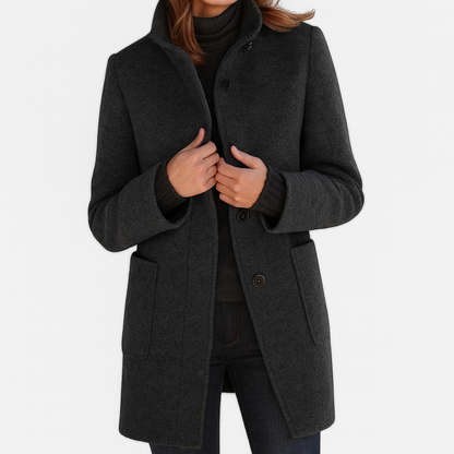 Mirella | Manteau boutonné à col montant pour femme