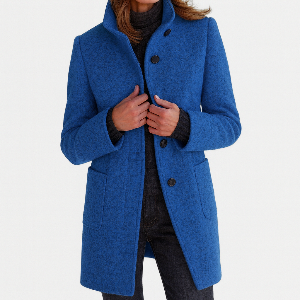 Mirella | Manteau boutonné à col montant pour femme