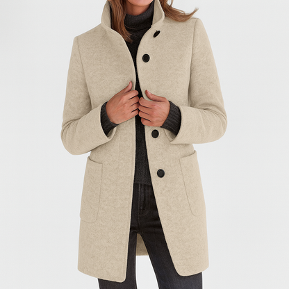 Mirella | Manteau boutonné à col montant pour femme