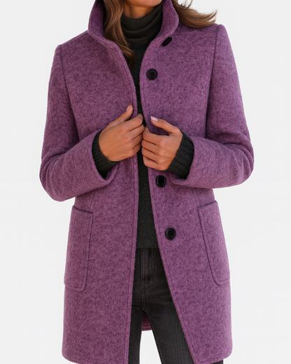 Mirella | Manteau boutonné à col montant pour femme