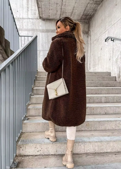 Axelle | Manteau long à col large et boutons