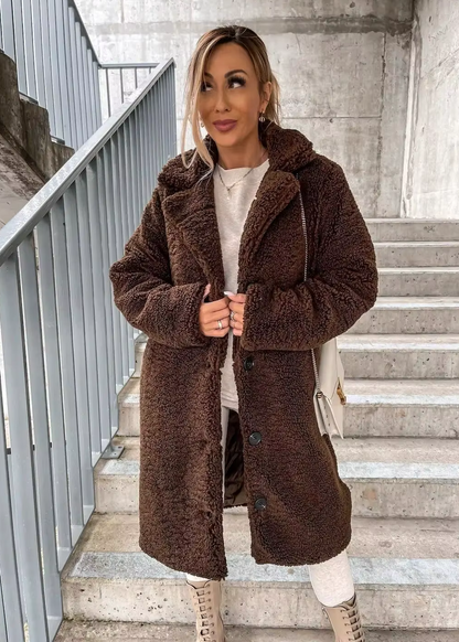 Axelle | Manteau long à col large et boutons