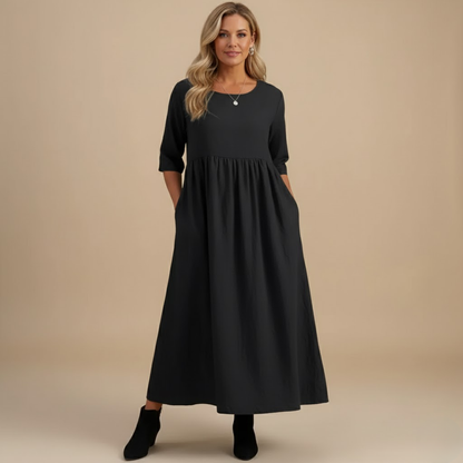 Lucie | Robe midi fluide à manches courtes pour femmes