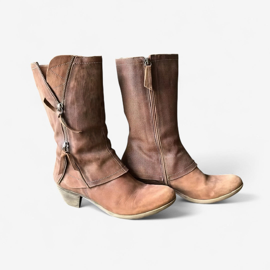 Marie | Bottes à talon bas avec fermeture éclair pour femme