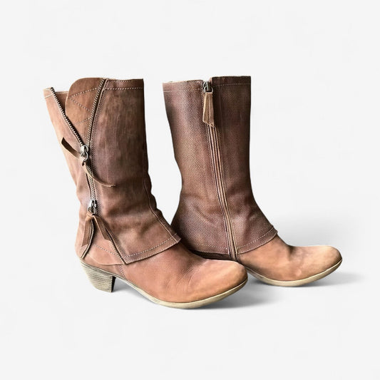 Marie | Bottes à talon bas avec fermeture éclair pour femme
