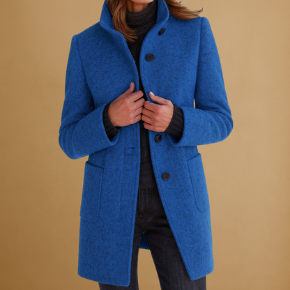 Mirella | Manteau boutonné à col montant pour femme