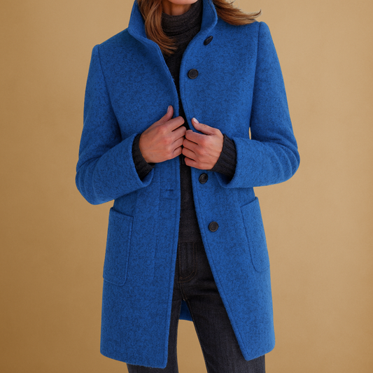 Mirella | Manteau boutonné à col montant pour femme