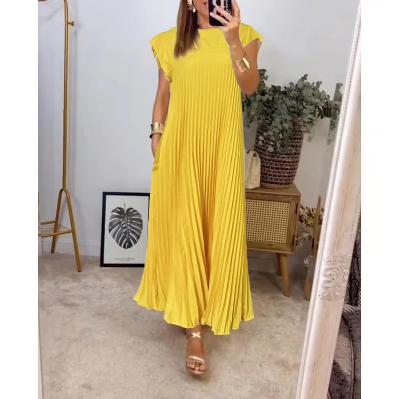 Émilie | Robe plissée sans manches à coupe fluide pour femme
