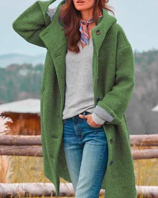 Ninon | Manteau long à col large en laine douce pour femme