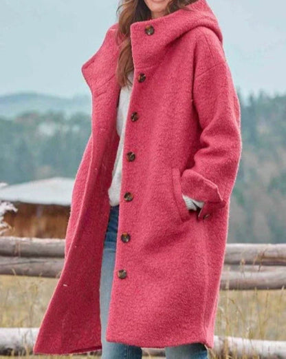 Ninon | Manteau long à col large en laine douce pour femme