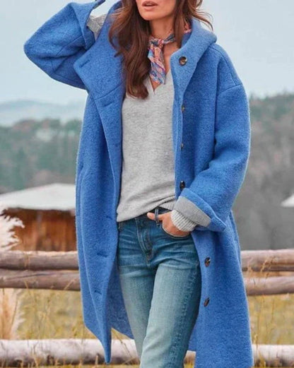 Ninon | Manteau long à col large en laine douce pour femme