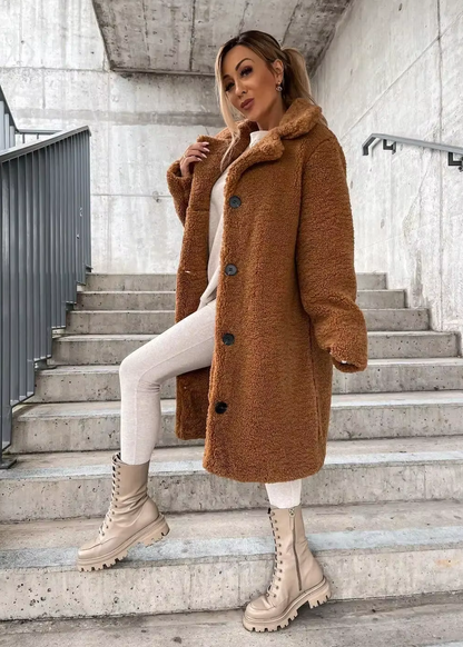 Axelle | Manteau long à col large et boutons