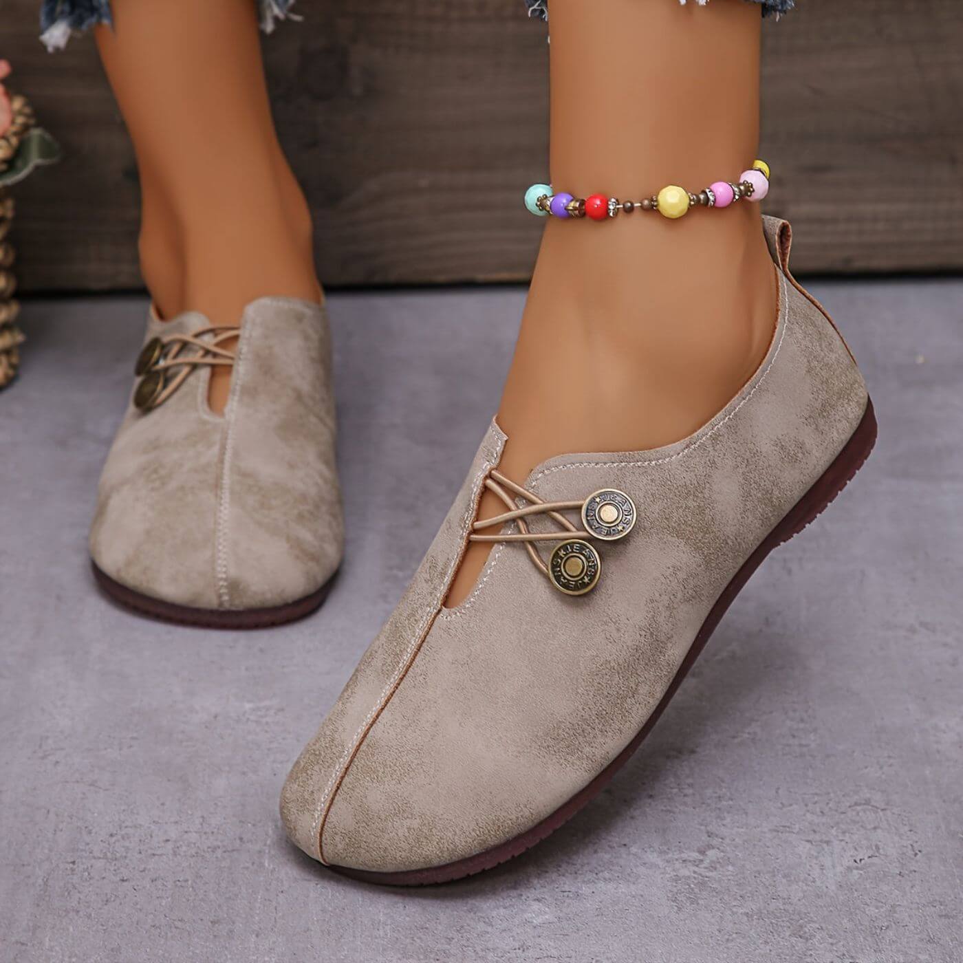 Colette | Élégantes ballerines plates à double bouton pour femmes