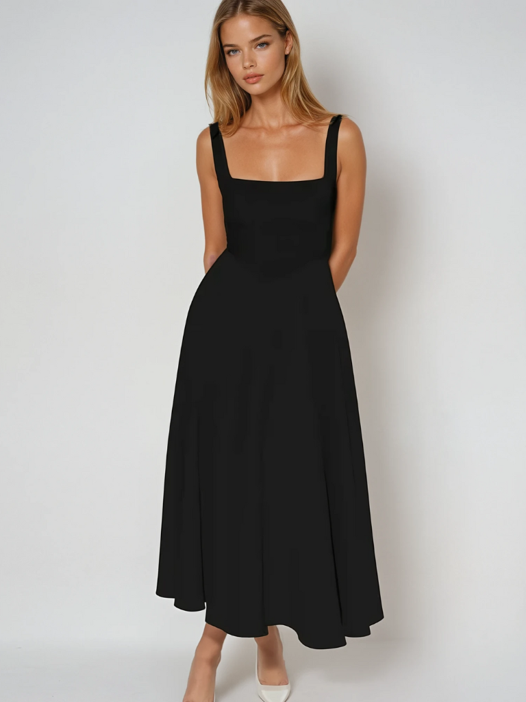 Élodie | Robe midi sans manches à encolure carrée pour femmes