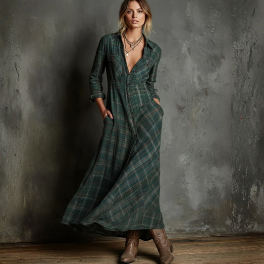 Valina | Robe longue à carreaux pour femme
