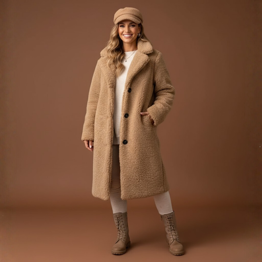 Axelle | Manteau long à col large et boutons