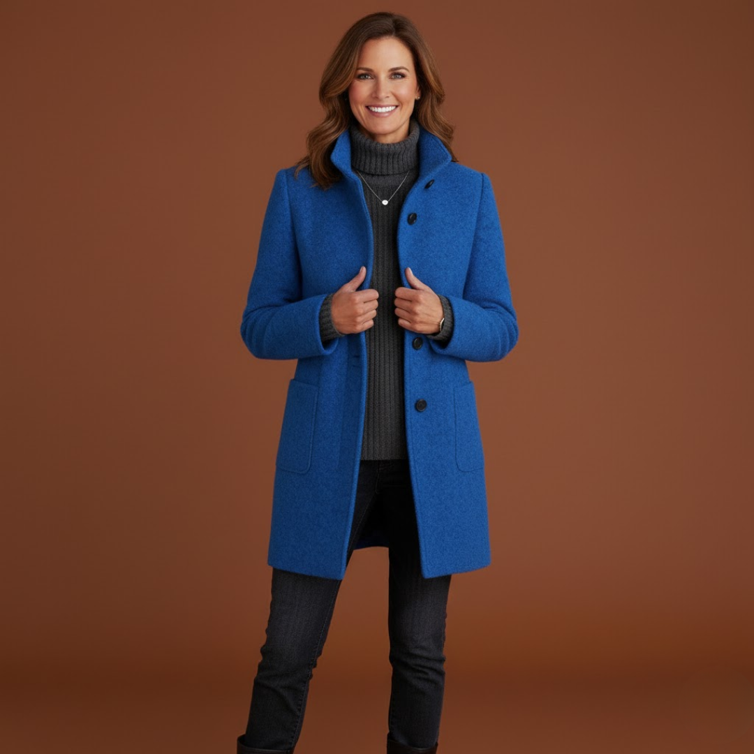 Mirella | Manteau boutonné à col montant pour femme