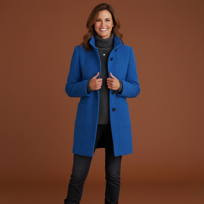 Mirella | Manteau boutonné à col montant pour femme