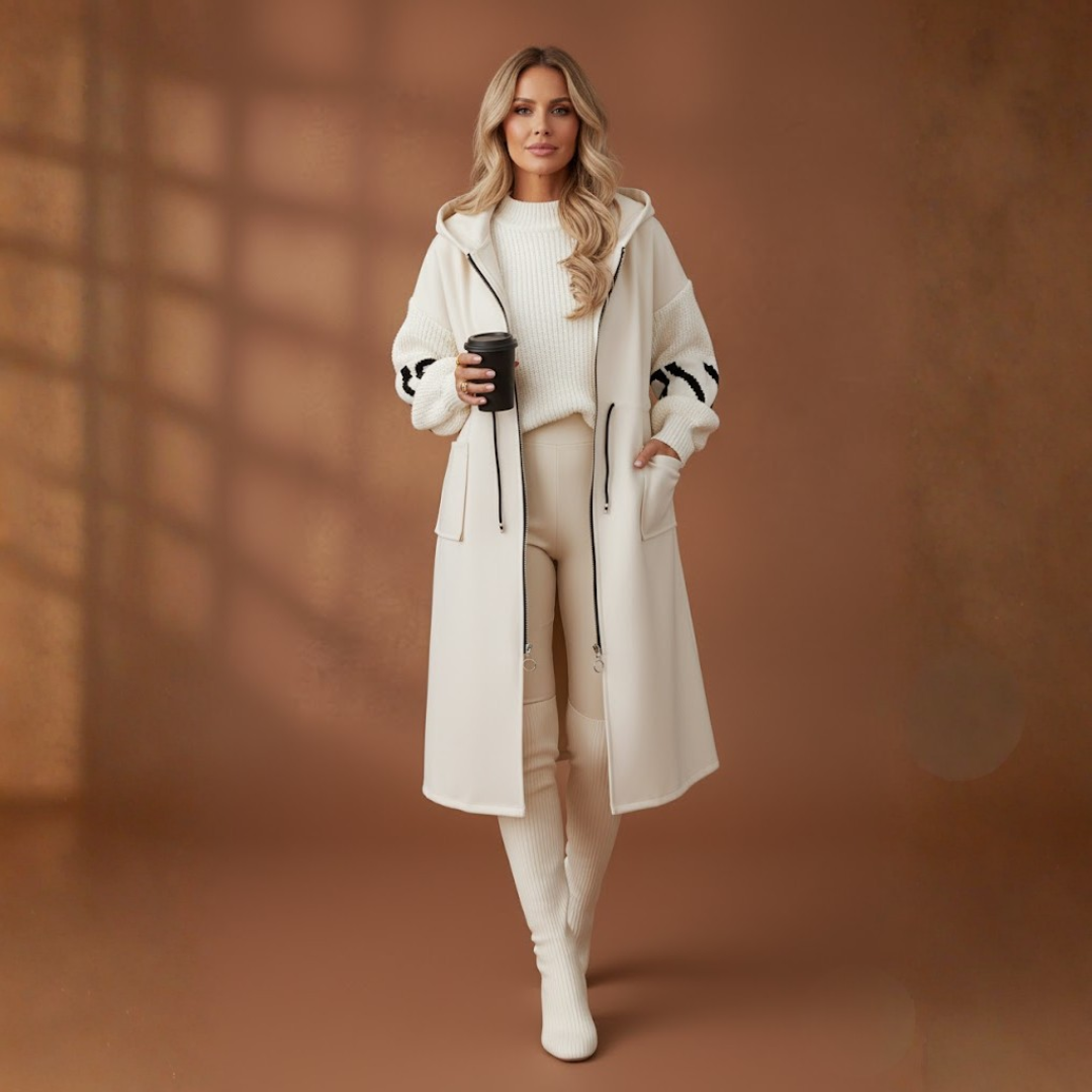 Stéphanie | Manteau long à capuche zippé pour femmes