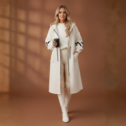 Stéphanie | Manteau long à capuche zippé pour femmes