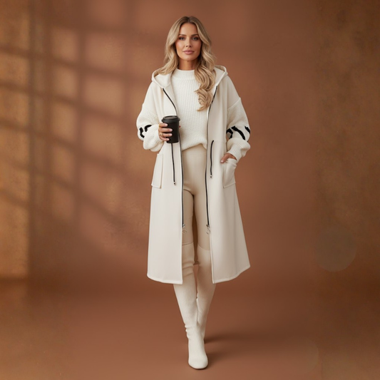 Stéphanie | Manteau long à capuche zippé pour femmes