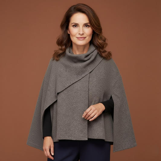 Lison | Poncho asymétrique à col drapé pour femme