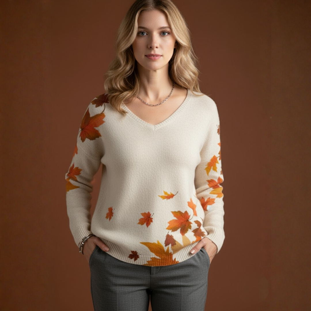 Violette | Pull à motif feuilles pour femme