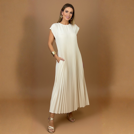 Émilie | Robe plissée sans manches à coupe fluide pour femme