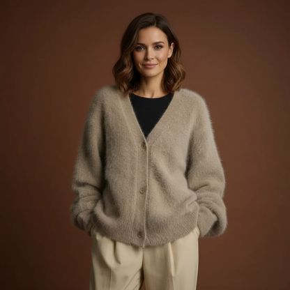 Romy | Cardigan doux à col en V pour femmes