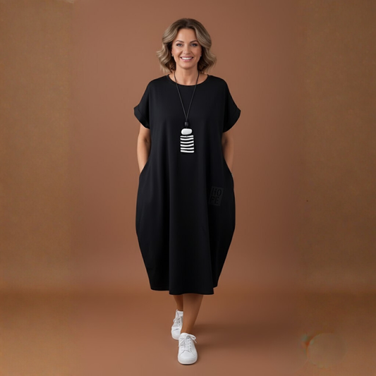 Margot | Robe t-shirt ample à manches retroussées pour femme