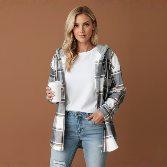 Viviane | Chemise à capuche à carreaux décontractée pour femmes