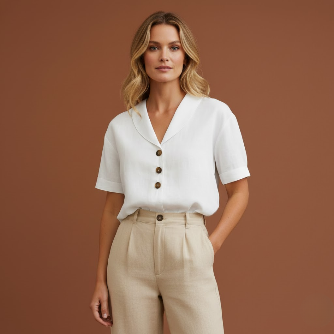 Pauline | Chemisier chic à col ouvert et boutons pour femmes