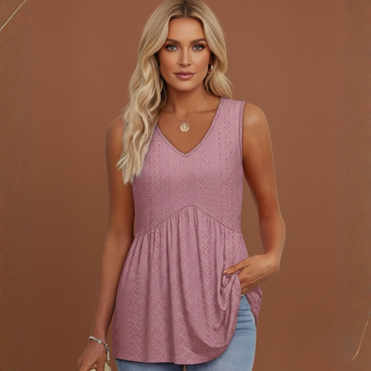 Julie | Haut sans manches à col en V et taille froncée pour femme