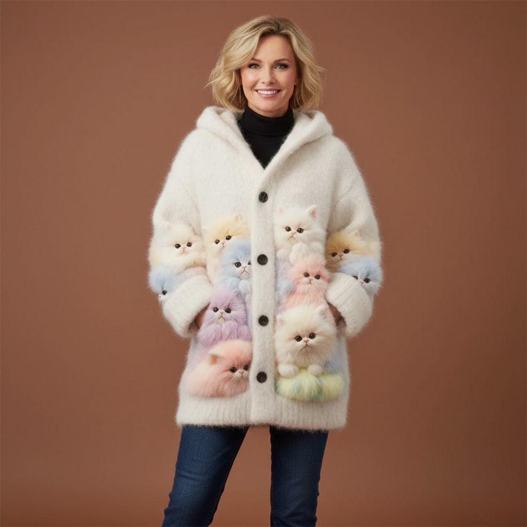 Rose | Veste fantaisie à motif chatons pour femme