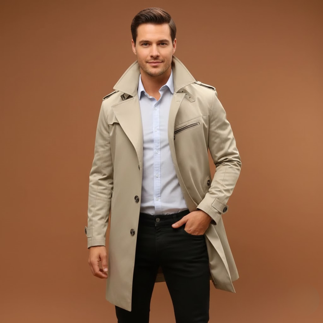 Marcel | Manteau trench à boutonnage simple pour homme