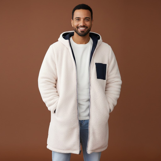 Zacharie | Manteau long zippé à capuche pour homme