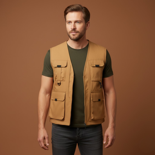 Noah | Gilet utilitaire multi-poches zippé pour homme