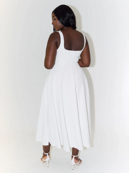 Élodie | Robe midi sans manches à encolure carrée pour femmes