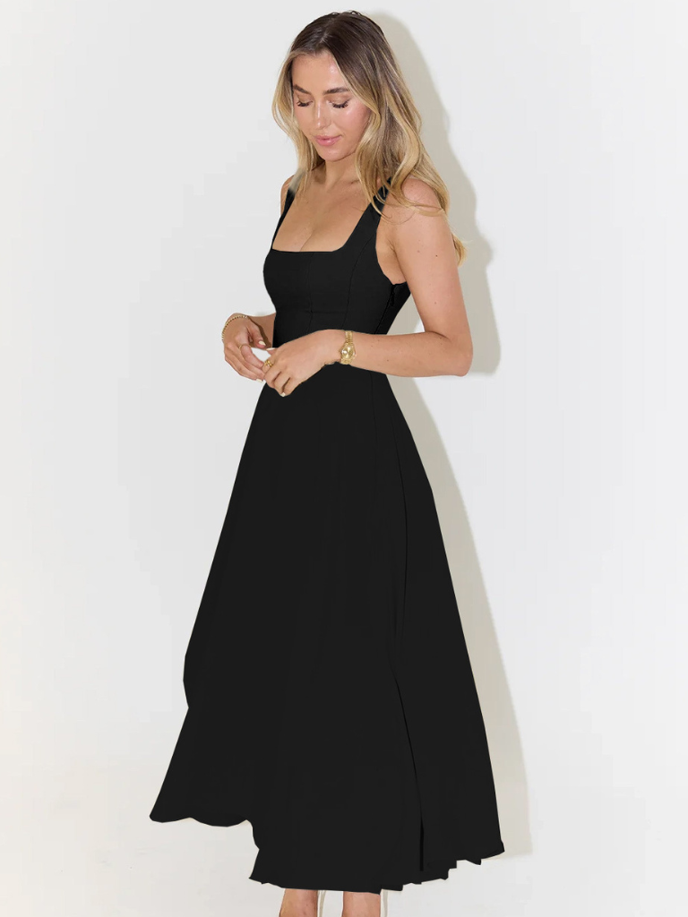 Élodie | Robe midi sans manches à encolure carrée pour femmes