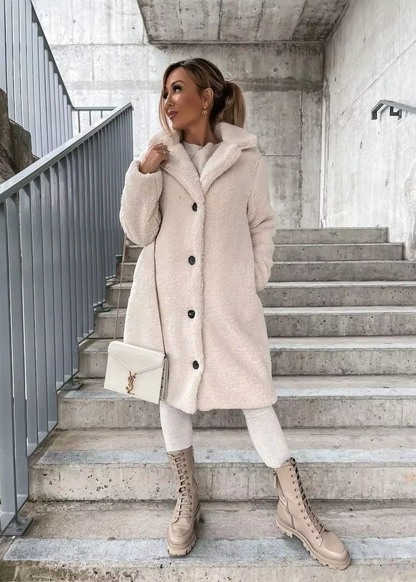 Axelle | Manteau long à col large et boutons