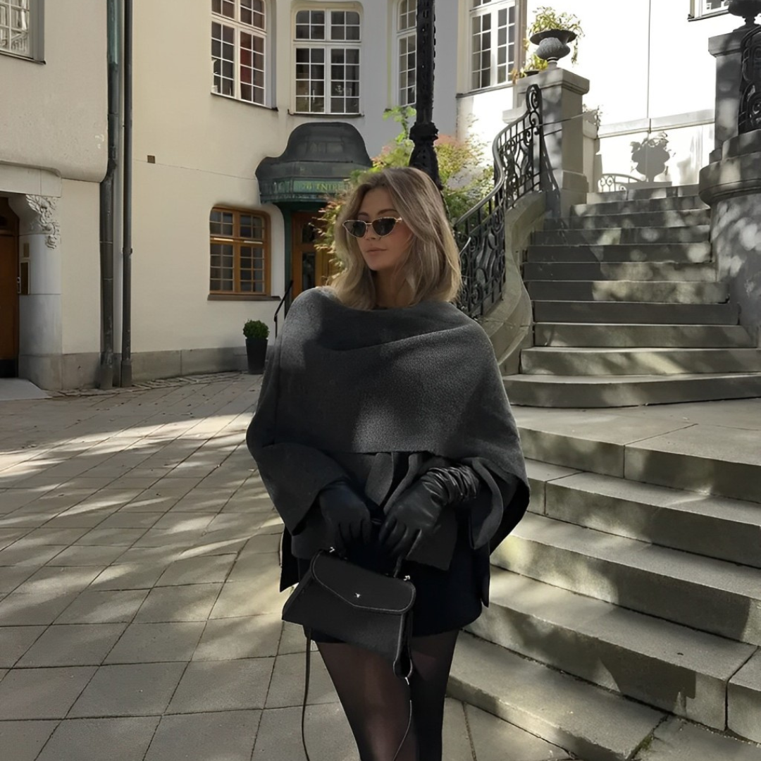 Lison | Poncho asymétrique à col drapé pour femme